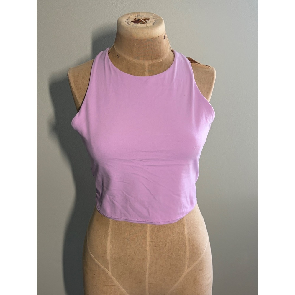 Athleta Conscious Crop Tank Lilac Purple High Neck Long line Top Womens Medium